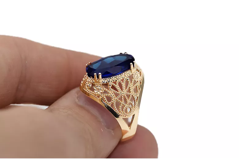 14K Yellow gold Sapphire Ring Vintage style vrc074y